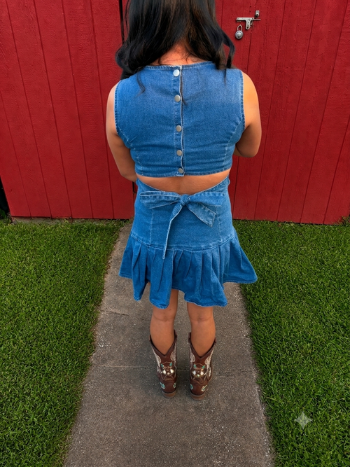 Denim Pleated Dress